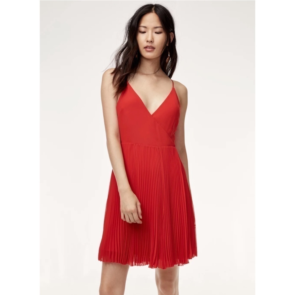 Wilfred | Beaune Pleated Mini Dress Red Size XS Aritzia - Picture 1 of 12
